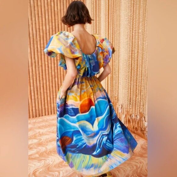 Ulla Johnson Limited Edition Francesca Tuck Art Cotton Poplin Maxi Dress - Picture 11 of 14